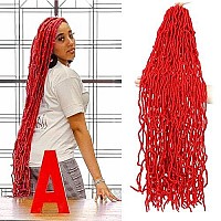 Soft Locs Crochet Hair 36 Inch 5 Packs Red Long Pre Looped Braids Faux Locs Synthetic Crochet Hair Dreadlocks Hair Extensions (36 Inch 5 Packs Red)