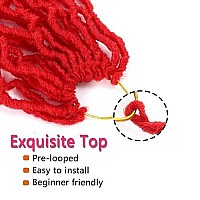 Soft Locs Crochet Hair 36 Inch 5 Packs Red Long Pre Looped Braids Faux Locs Synthetic Crochet Hair Dreadlocks Hair Extensions (36 Inch 5 Packs Red)