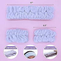 Frog Sac Spa Headband For Washing Face And Matching Wristbands, Teen Girls Fuzzy Skincare Headbands, Kids Soft Facial Makeup Head Band, Shower Skin Care Girl Hair Sleepover Party Supplies (Gray)