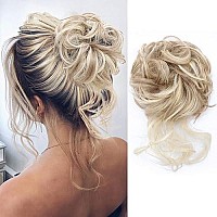 Messy Bun Hair Piece Tousled Updo Hair Buns Extension Elastic Hair Band Hair Pieces Curly Hair Bun Scrunchie For Women (Highlights Blonde)