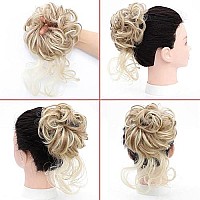 Messy Bun Hair Piece Tousled Updo Hair Buns Extension Elastic Hair Band Hair Pieces Curly Hair Bun Scrunchie For Women (Highlights Blonde)