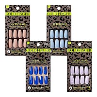 Goldfinger Press On Nails Full Cover Nails Glue On Nails Manicure Long Fake Nails With Glue (4 Pack)