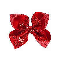 Xansema 5 Inches Sequins Large Bows Alligator Hair clip Hair Barrettes Accessories for Women Teens girls Kids