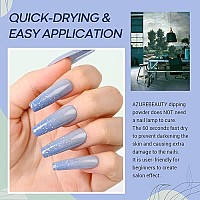 Azurebeauty Dip Powder Nail Set Blue Sage Green Grey Shades, All Seasons 6 Colors Dipping Powder Starter Kit French Nail Art Manicure Diy Salon Gifts For Women, No Need Nail Lamp Cured