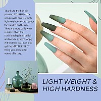 Azurebeauty Dip Powder Nail Set Blue Sage Green Grey Shades, All Seasons 6 Colors Dipping Powder Starter Kit French Nail Art Manicure Diy Salon Gifts For Women, No Need Nail Lamp Cured