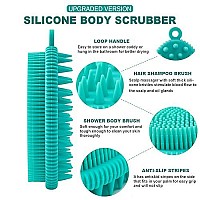 Exfoliating Silicone Body Scrubber, Upgrade All In One Bath Shampoo Brush, Gentle Spa Massage Bristles For Use In Shower, Head Scrubber, Scalp Massager Brush For Wet And Dry, Silicone Loofah (Green)