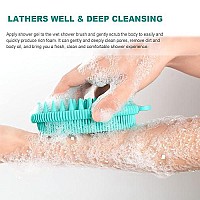 Exfoliating Silicone Body Scrubber, Upgrade All In One Bath Shampoo Brush, Gentle Spa Massage Bristles For Use In Shower, Head Scrubber, Scalp Massager Brush For Wet And Dry, Silicone Loofah (Green)