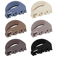 Medium Hair Claw Clips For Thin Hair, 26 Inch Hair Clips For Women Girls Kids, Strong Matte Flower Clips Jaw Clip For Fine Hairmedium Thick Hair, Non Slip Hair Clamps With Gift Box (6 Packs) (Neutral)