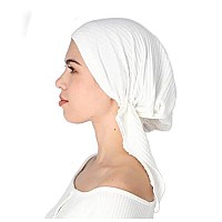 Madison Headwear Pretied Lurex Lines Head Scarves For Women Featuring A Unique Sparkly Finish And Stretchy Ribbed Fabric (Solid White)