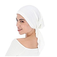 Madison Headwear Pretied Lurex Lines Head Scarves For Women Featuring A Unique Sparkly Finish And Stretchy Ribbed Fabric (Solid White)