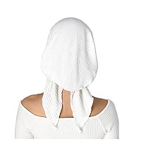 Madison Headwear Pretied Lurex Lines Head Scarves For Women Featuring A Unique Sparkly Finish And Stretchy Ribbed Fabric (Solid White)