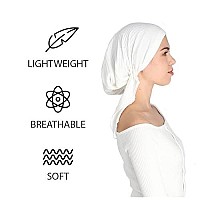 Madison Headwear Pretied Lurex Lines Head Scarves For Women Featuring A Unique Sparkly Finish And Stretchy Ribbed Fabric (Solid White)