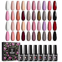 Rosalind 20 Pcs White Nude Gel Polish Set Black Brown Gel Nail Polish, White Black Red Gel Nail Polish Collection Colors Nail Gel Polish Light Pink Purple Gel Manicure For Women Diy Nail Art