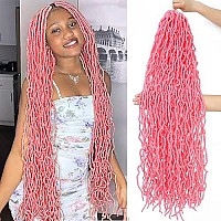 Pink Soft Locs 36 Inch Crochet Hair 5Packs Faux Locs Crochet Braids Hair Pre Looped Synthetic Curly Soft Faux Locs Hair Extension Goddess Locs Crochet Braids (36 Inch (Pack Of 5), Pink)