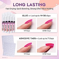 5 Pcs Nail Glue For Acrylic Fake Nails Nail Tips And Press On Nails, Glamermaid Nail Bond Brush On Nail Glue Long Lasting Professional Nail Art 007 Oz For Each Glue