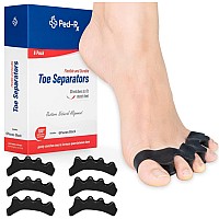 3 pairs] Ped-Rx Toe Separators - Toe Stretchers - to Straighten Overlapping Toes, crooked Toes, Hammer Toe, correct Bunions, Restore Natural Alignment - Universal Size - 6 Pieces (Black)