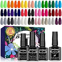 Jewhiteny 30Pcs Gel Nail Polish Kit 27 Colors Gel Polish Set Gel Nail Kit Soak Off Nail Gel Polish Set For Manicure Nail Art Salon/Home Starter Kit