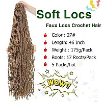 46 Inch New Faux Locs Crochet Hair 5 Packs, Soft Locs Crochet Hair Pre Looped, Synthetic Curly Soft Faux Locs Hair Extension, Goddess Locs Crochet Braids Hair For Black Women (46 Inch (Pack Of 5), 27)