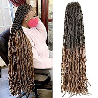 36Inch 7Packs Soft New Faux Locs Colorful Long Goddess Locs Crochet Hair Natural Pre Looped Natural Crochet Braid Curly Wave Braiding Haira (36Inch T27 7Packs)