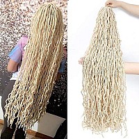 36Inch Soft New Faux Locs Colorful Long Goddess Locs Crochet Hair Natural Pre Looped Natural Crochet Braid Curly Wave Braiding Haira (36Inch 613 7Packs)