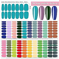 Wokoto 20 Sheets Mutiple Solid Color Nail Wraps Full Cover Nail Stickers For Women Nail Art Polish Stickers Gel Nail Strips Stickers For Nails Stick On Nail Polish Strips Vivid Nail Gel Strips Set