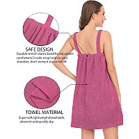 Rubehoow Oversize Terry Cloth Spa Wrap For Women Adjustable Enclosure With Facial Headband (3Xl,Rose Red)