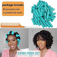 Green Perm Rods Set For Natural Hair 40Pcs Plastic Cold Wave Rods Jumbo Perm Rods For Long Short Hair Rollers Large Hair Curling Rods For Women Hair Diy Hairdressing Tools(Green)