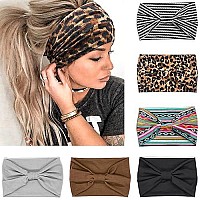 Ivaryss Wide Headbands For Women, Boho Knotted Head Wraps Turbans, Large African Style Head Bands Hair Accessories, 6 Pack