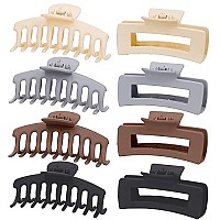 Mehayi 8 Pack Large Matte Hair Claw Clips, 2 Styles Nonslip Medium Cute Jaw Clips Strong Hold For Women Girls Thick Thin Fine Long Hair, Fashion Acrylic Hair Clamps Hair Styling Accessories