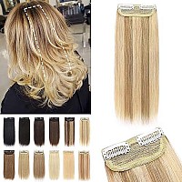 S-Noilite Clip In Human Hair Extensions For Short Hair 1Pcs 2 Clips Balayage Clip In Hairpieces For Women With Thinning Hair Add Hair Volume 17G 12Inch-Ash Blondebleach Blonde