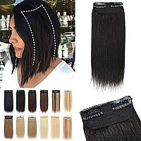 S-Noilite Clip In Hair Extensions For Short Hair 100% Real Human Hair 1Pcs 2 Clips Clip In Hairpieces For Women With Thinning Hair Add Hair Volume 15G 10Inch-Natural Black