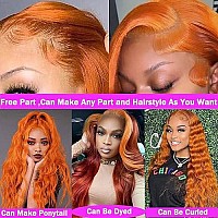 13X4 Orange Ginger Lace Front Wigs Human Hair Pre Plucked Body Wave Invisible Brazilian Colored Human Hair Wigs For Black Women Hd Lace Frontal Wigs Human Hair 150% Density (18 Inches)