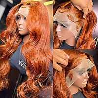 13X4 Orange Ginger Lace Front Wigs Human Hair Pre Plucked Body Wave Invisible Brazilian Colored Human Hair Wigs For Black Women Hd Lace Frontal Wigs Human Hair 150% Density (18 Inches)