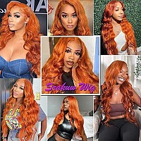 13X4 Orange Ginger Lace Front Wigs Human Hair Pre Plucked Body Wave Invisible Brazilian Colored Human Hair Wigs For Black Women Hd Lace Frontal Wigs Human Hair 150% Density (18 Inches)