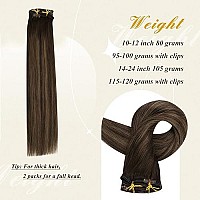 Full Shine Brown Hair Extension Clip In Human Hair Color Dark Brown To Ash Brown Mix Brown 7 Pcs 120 Grams Invisible Brown Ombre Clip In Extension For Women Double Weft Clip Ins Soft Hair 20 Inch