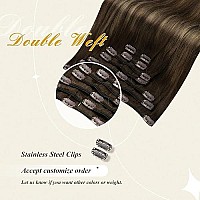 Full Shine Brown Hair Extension Clip In Human Hair Color Dark Brown To Ash Brown Mix Brown 7 Pcs 120 Grams Invisible Brown Ombre Clip In Extension For Women Double Weft Clip Ins Soft Hair 20 Inch