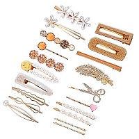 Parcce 20 Pieces Pearl Hair Clips Set, Acrylic Resin Sweet Decorative Bobby Pins Hair Barrettes Hairpin Headwear Hair Accessories Headwear For Women And Girls