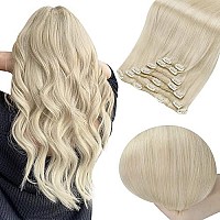 Full Shine Blonde Human Hair Clip In Extensions Platinum Blonde Clip In Real Human Hair 7Pcs 120 Grams Invisible Remy Hair Extension Straight Hair Clip In Hair Extensions Soft Hair 14 Inch