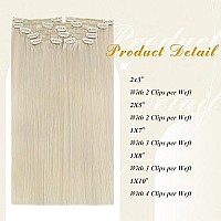 Full Shine Blonde Human Hair Clip In Extensions Platinum Blonde Clip In Real Human Hair 7Pcs 120 Grams Invisible Remy Hair Extension Straight Hair Clip In Hair Extensions Soft Hair 14 Inch