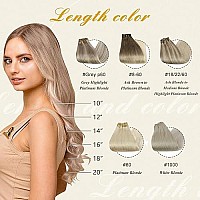 Full Shine Blonde Human Hair Clip In Extensions Platinum Blonde Clip In Real Human Hair 7Pcs 120 Grams Invisible Remy Hair Extension Straight Hair Clip In Hair Extensions Soft Hair 14 Inch