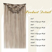 Full Shine 20 Inch Blonde Human Hair Extensions Clip Ins Ash Blonde Highlght Bleach Blonde Human Hair Clip In Extensionsreal 7 Pcs 120 Grams Clip In Hair Extensions For Women Soft Silky Hair