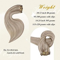 Full Shine 20 Inch Blonde Human Hair Extensions Clip Ins Ash Blonde Highlght Bleach Blonde Human Hair Clip In Extensionsreal 7 Pcs 120 Grams Clip In Hair Extensions For Women Soft Silky Hair