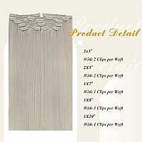 Full Shine 22 Inch Hair Extensions Real Human Hair Clip Ins 7 Pcs 120 Grams Invisible Ice Blonde Human Hair Clip In Extensions For Women Color White Blonde Human Hair Extension Clip Ins