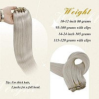 Full Shine 22 Inch Hair Extensions Real Human Hair Clip Ins 7 Pcs 120 Grams Invisible Ice Blonde Human Hair Clip In Extensions For Women Color White Blonde Human Hair Extension Clip Ins