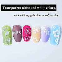 Transparent White Flower Nail Art Decal Stickers For Women Girls Fingernails Designs And Nail Decoration Self Adhesive Floret Nail Stickers For Nails Decor (Pack Of 6)