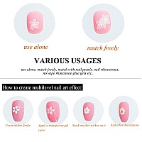 Transparent White Flower Nail Art Decal Stickers For Women Girls Fingernails Designs And Nail Decoration Self Adhesive Floret Nail Stickers For Nails Decor (Pack Of 6)