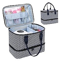 Gr69N Nail Polish Organizer Fits Nail Lamp And 40 Bottles Nail Polish (2Ml-15Ml)-Double Layer Nail Polish Storage Bag With Tons Of Storage For Nail Supplies (Patented-Bag Only)-Navy Multi