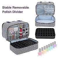 Gr69N Nail Polish Organizer Fits Nail Lamp And 40 Bottles Nail Polish (2Ml-15Ml)-Double Layer Nail Polish Storage Bag With Tons Of Storage For Nail Supplies (Patented-Bag Only)-Navy Multi