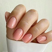 Rikview Nude Press On Nails Short Fake Nails Square Acrylic Nails For Women And Girls 24 Pcsset