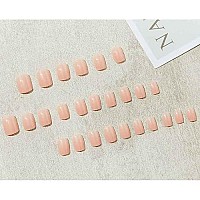 Rikview Nude Press On Nails Short Fake Nails Square Acrylic Nails For Women And Girls 24 Pcsset